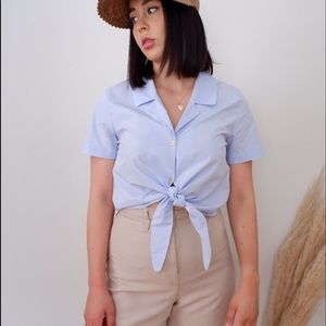 Aritzia Wilfred Cropped Tie Front Shirt